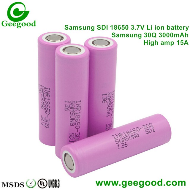 Samsung INR1865030Q 30QM 30Q 3000mAh 15A 18650 high amp power battery