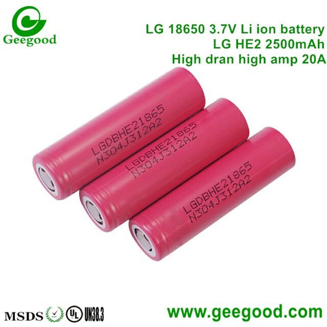 LG HE2 2500mAh 20A 18650 3.7V lithium battery for vape / E-cig / Mod ...