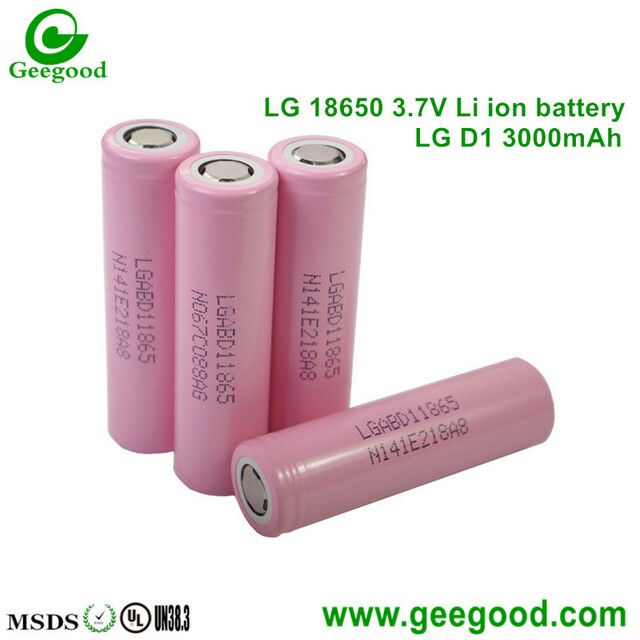 LG D1 D2 3000mAh high capacity 18650 3.7V li-ion batteries ICR18650D1 ICR18650D2