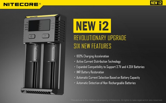 Nitecore charger NEW i2 i4 i8 with LCD display US EU UK AU plug