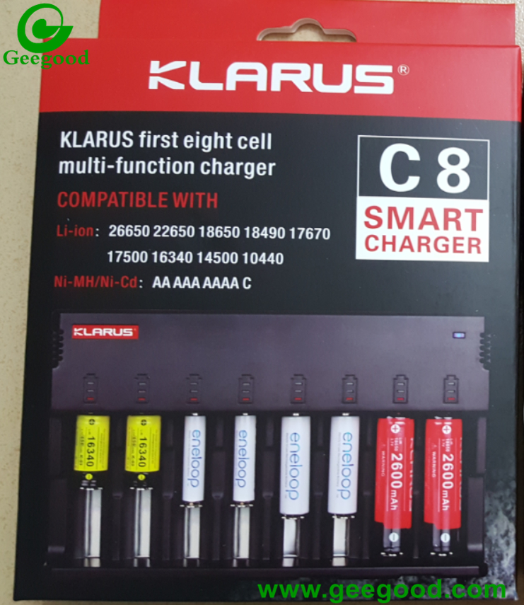 Klarus C2 C4 C4S C8 smart battery charger 2 bay 4 bay 8 bay charger