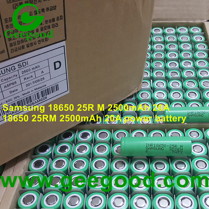 Samsung 18650 25R 25R M 2500mAh 20A High amp 18650 battery