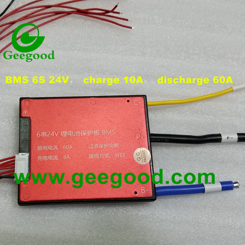 6S 24V max charge 10A  discharge 60A PCB PCM BMS protection automatic Cell Balance